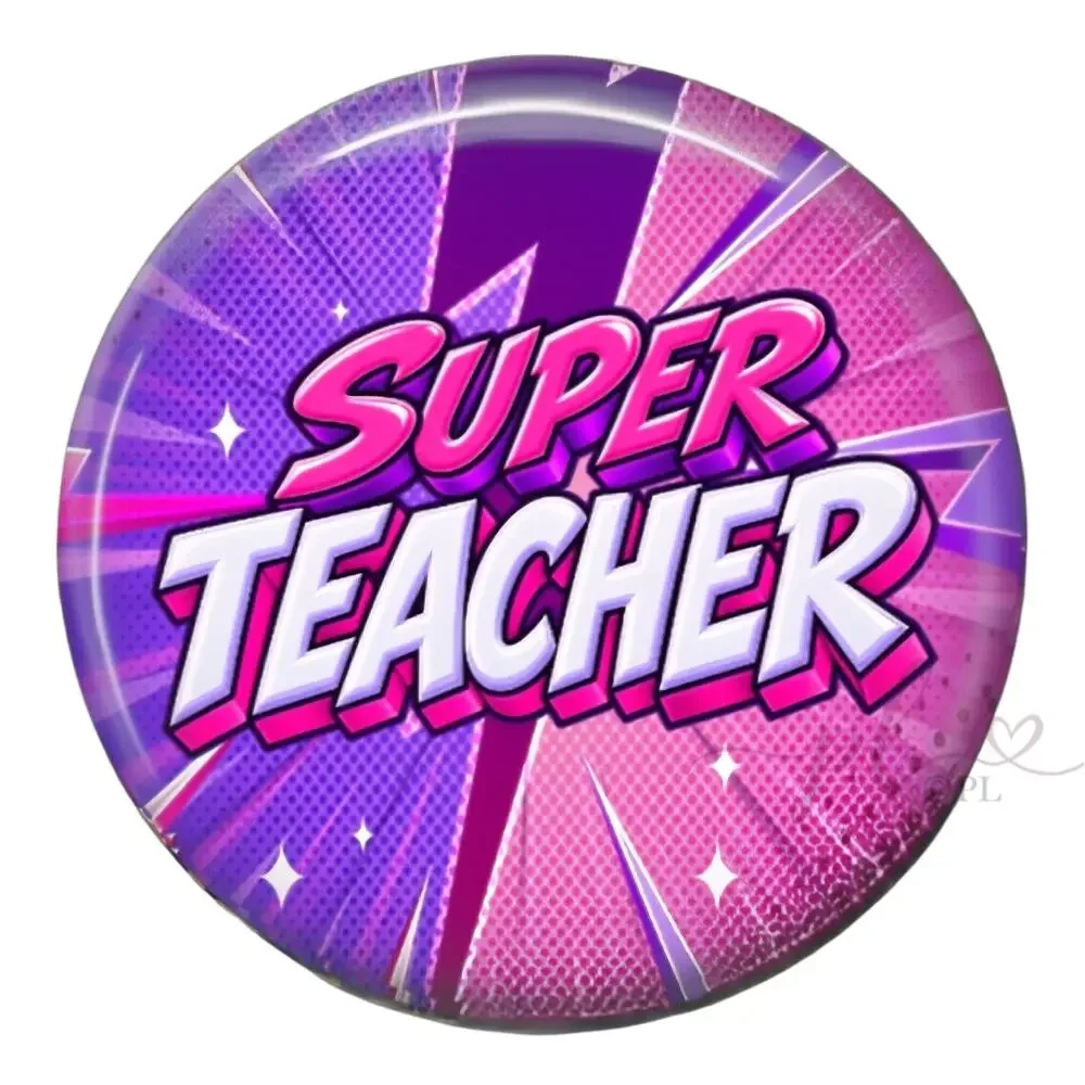 Super Teacher Badge Reel Superhero Comic Book Educator School ID Holder Gift